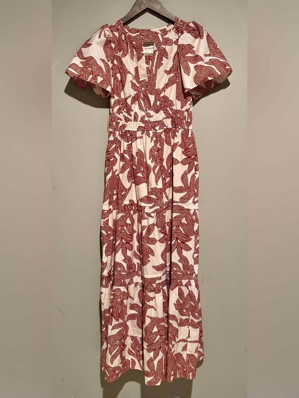 Anthropologie Somerset Maxi in Neutral Dotted Floral Cotton Tiered Dress XXS - Picture 4 of 14